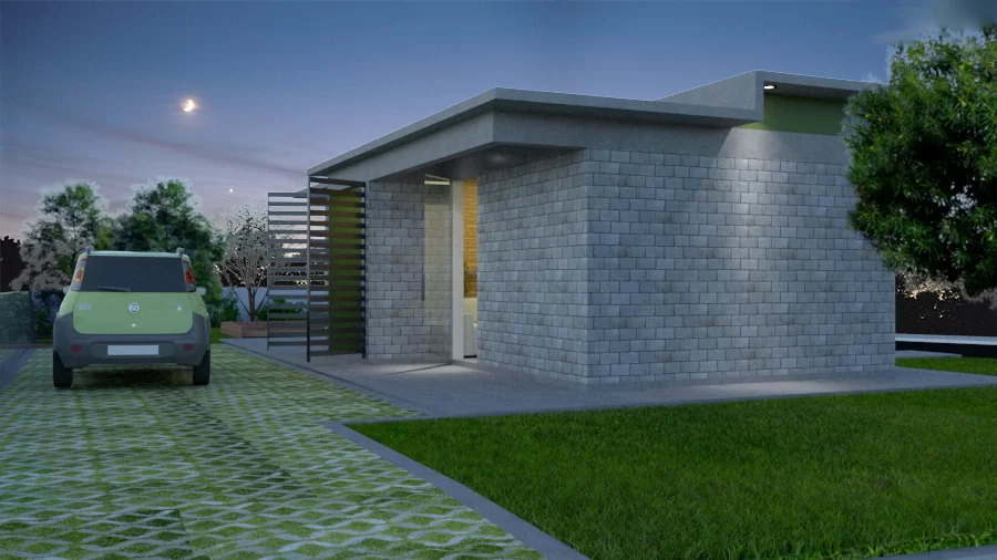 Espaço para futura construção de garagem coberta.