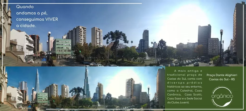 Antes e Depois. Praça Dante Alighieri e paisagem urbana.