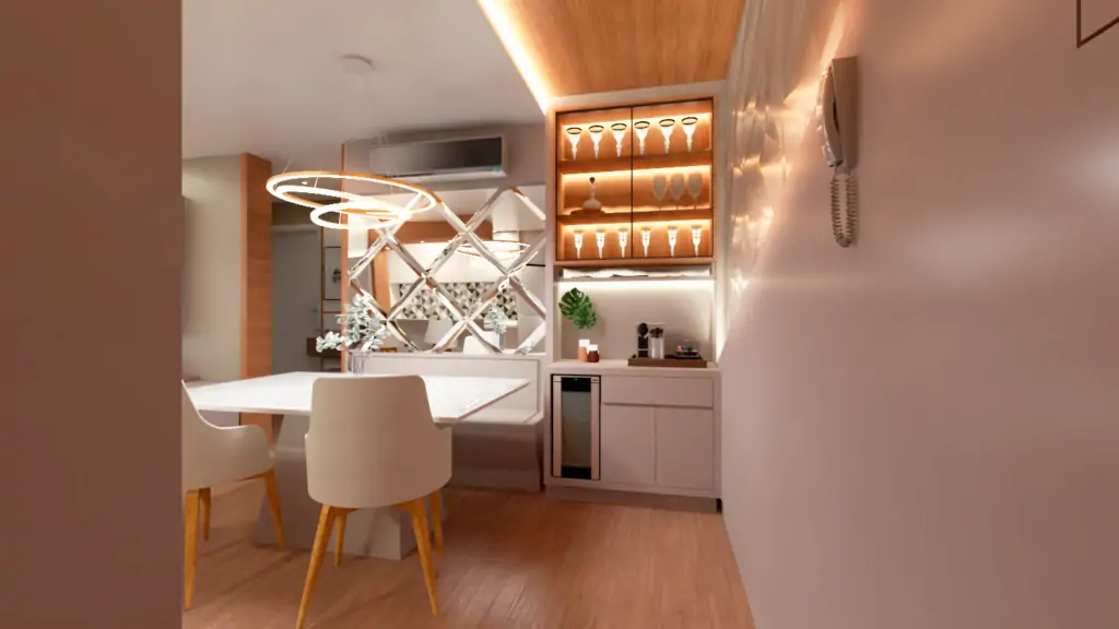 Hall de entrada demarcado com a cristaleira!