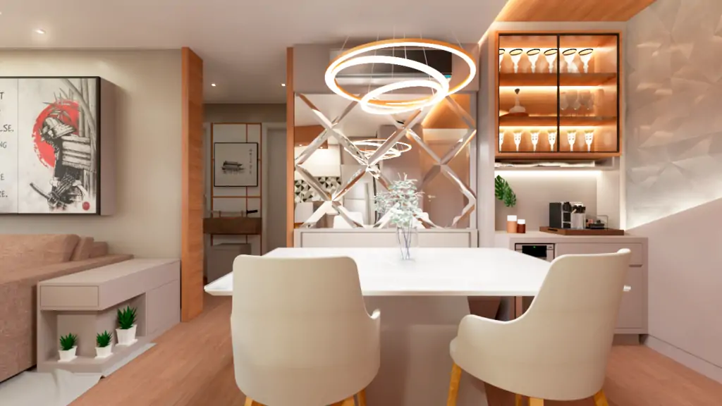 Hall de entrada demarcado com a cristaleira!