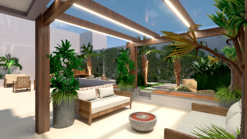 Pergolado coberto e iluminado para uso de dia e noite!