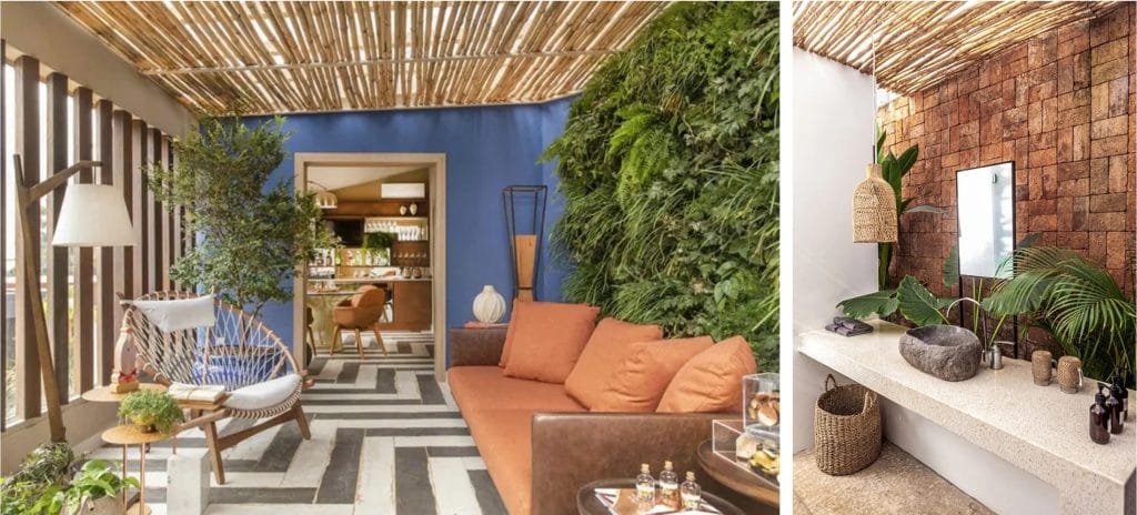 Exemplo de arquitetura biofílica com jardim interno