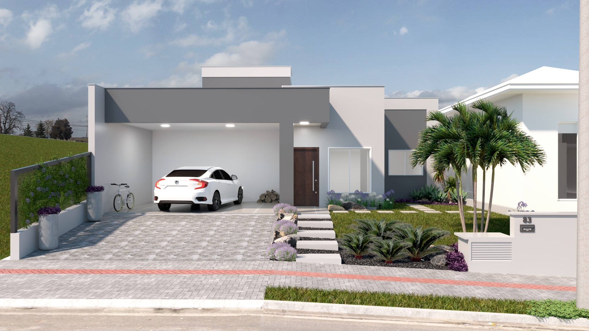 Fachada com jardim