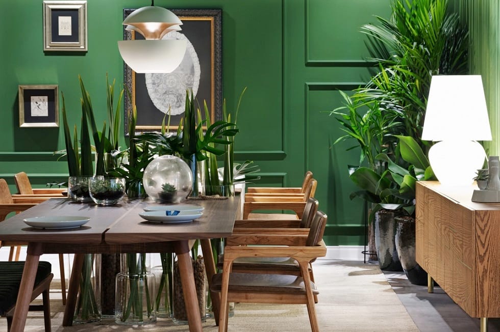 Parede verde em destaque na decoração
